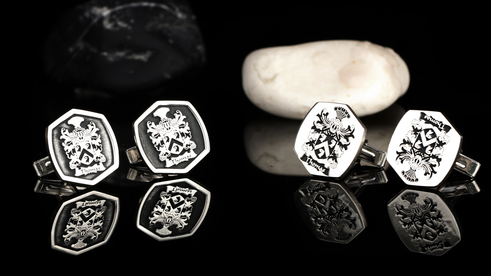 Sterling Silver Crest Cufflink - Family Crest Cufflink